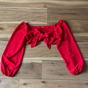 Vibrant Red Bow-Tie Crop Top